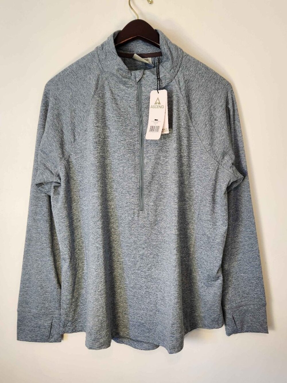 Ascend Women's Gray Heather Quarter Zip Performance Pullover XL NWT